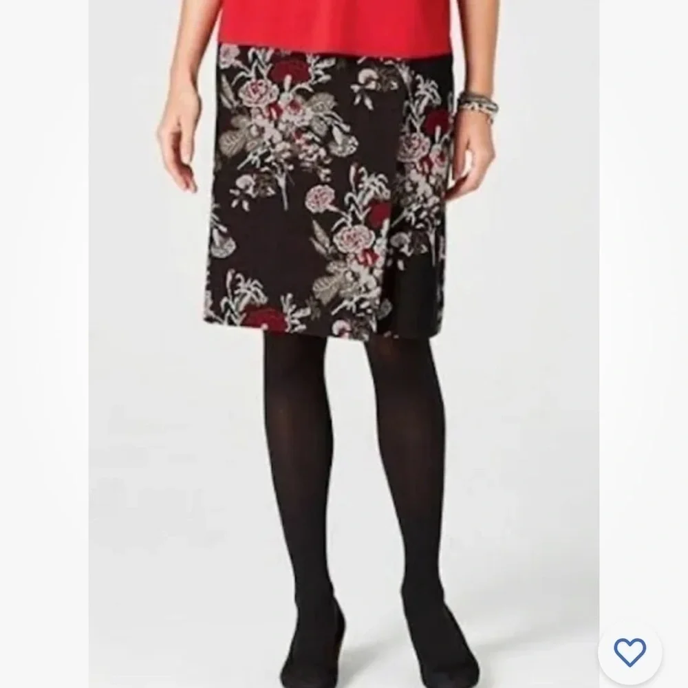 J. Jill floral wrap-style knit skirt